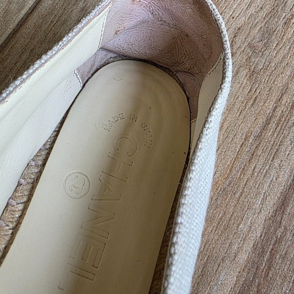 CHANEL Espadrilles Black-White Denim Slip-on Shoes Eur. 39 - Picture 13 of 16